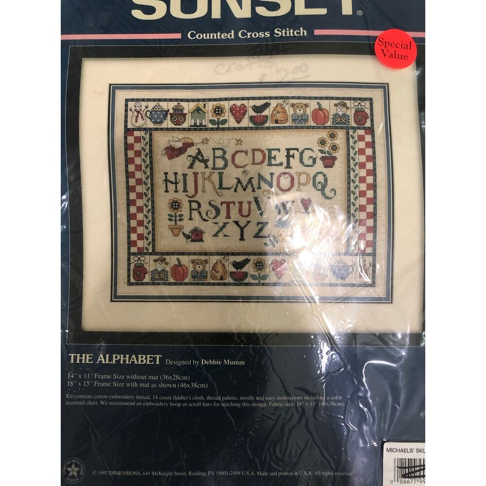 Vintage Sunset Dimensions The Alphabet Debbie Mumm Counted Cross Stitch Kit